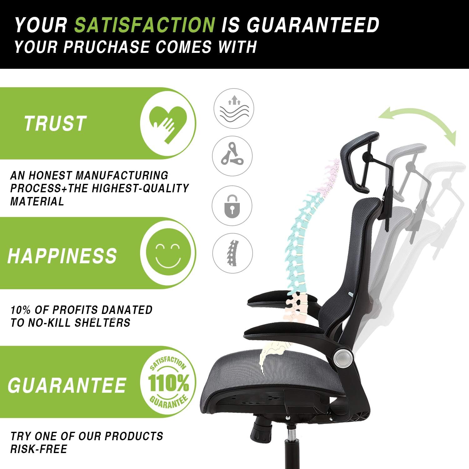Ergonomic Mesh Office Chair with 3D Lumbar Support G3753