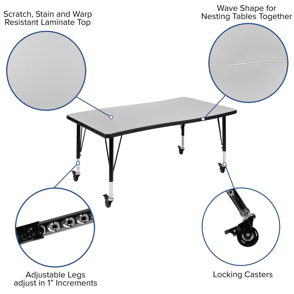 Grey/Black Laminate Activity Table Set with Student Stack Chairs X596450