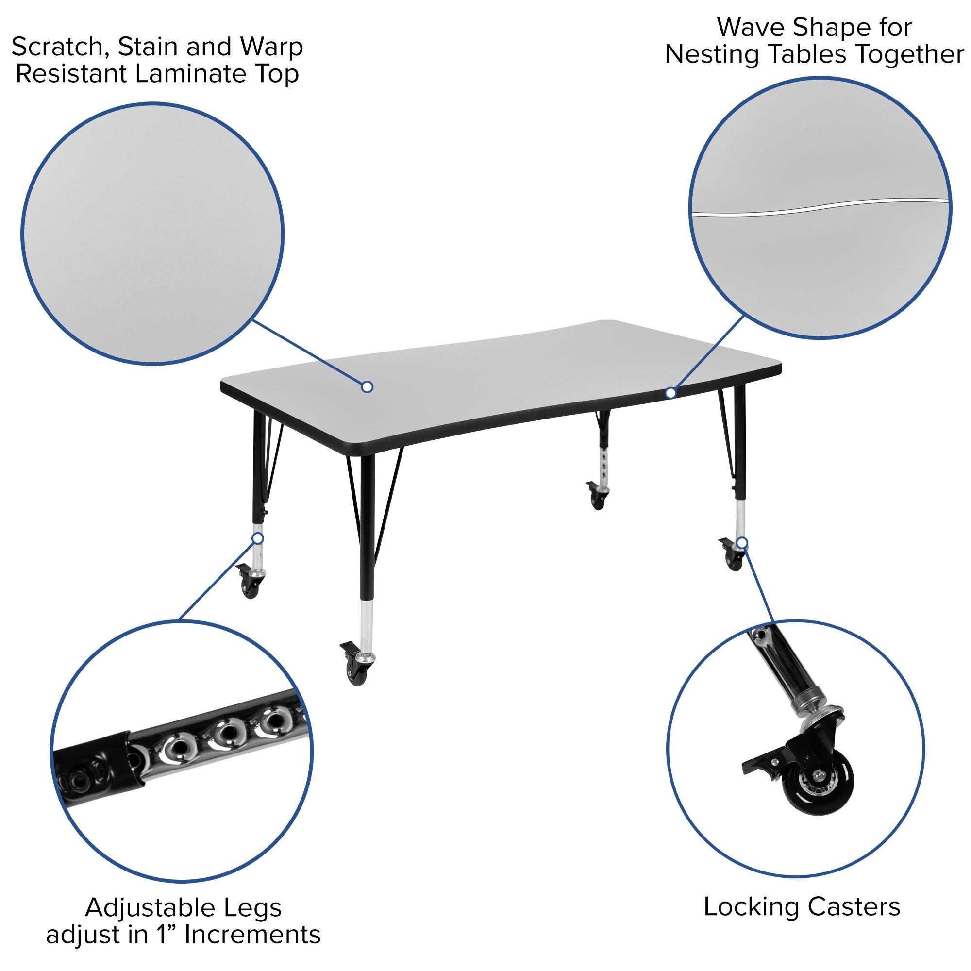 Grey/Black Laminate Activity Table Set with Student Stack Chairs X596450