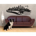 Dark Green 79in x 31in Cityscape Wall Decal S957