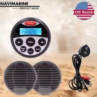Marine Gauge Style Bluetooth Stereo Boat FM AM Radio MP3 Player with Boat Speaker Y998