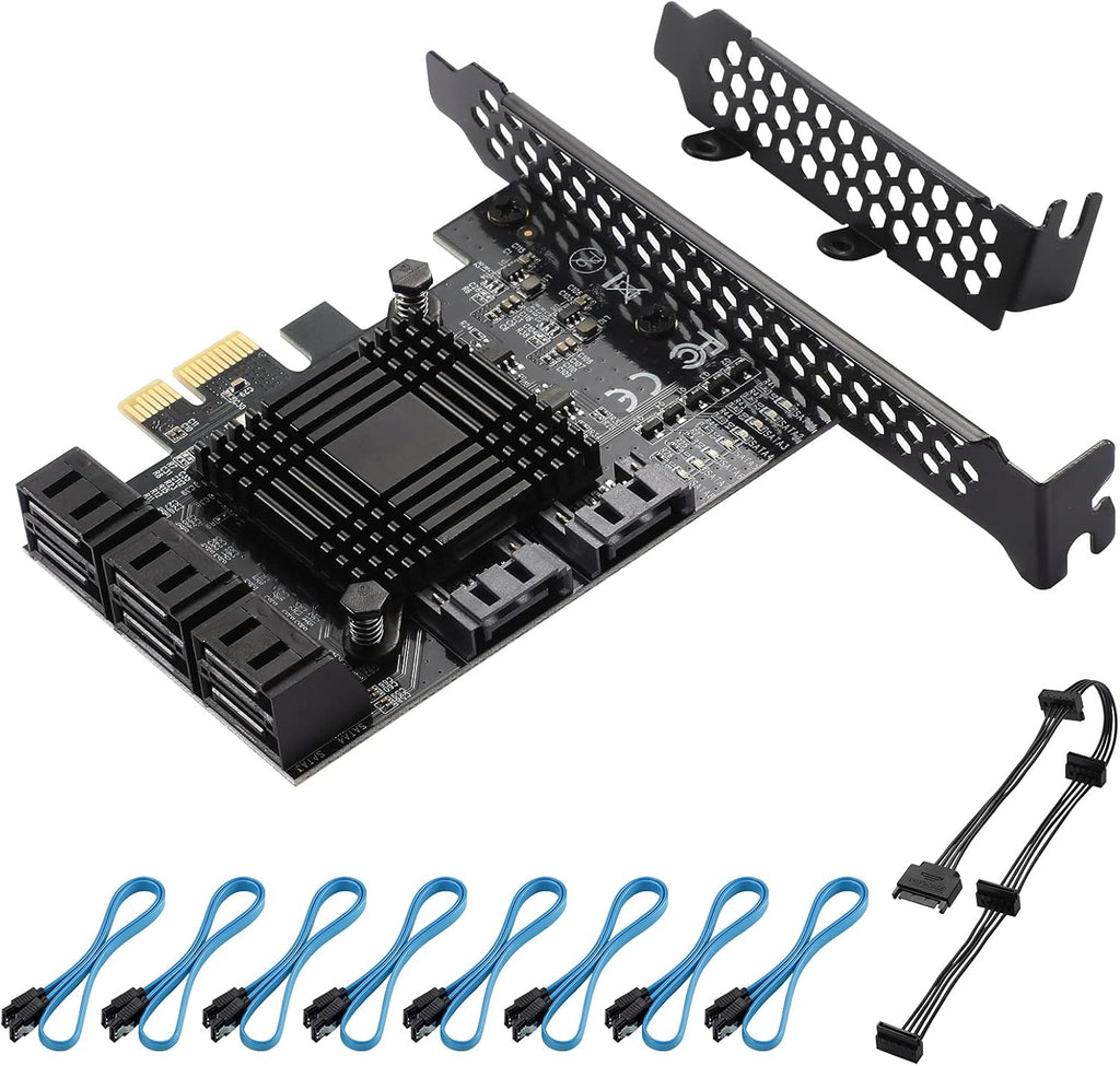 6 Port SATA 3.0 PCIe Controller Card with 6 SATA Cables X360605