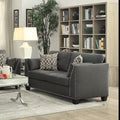 Light Charcoal Linen Loveseat with 4 Pillows I206418
