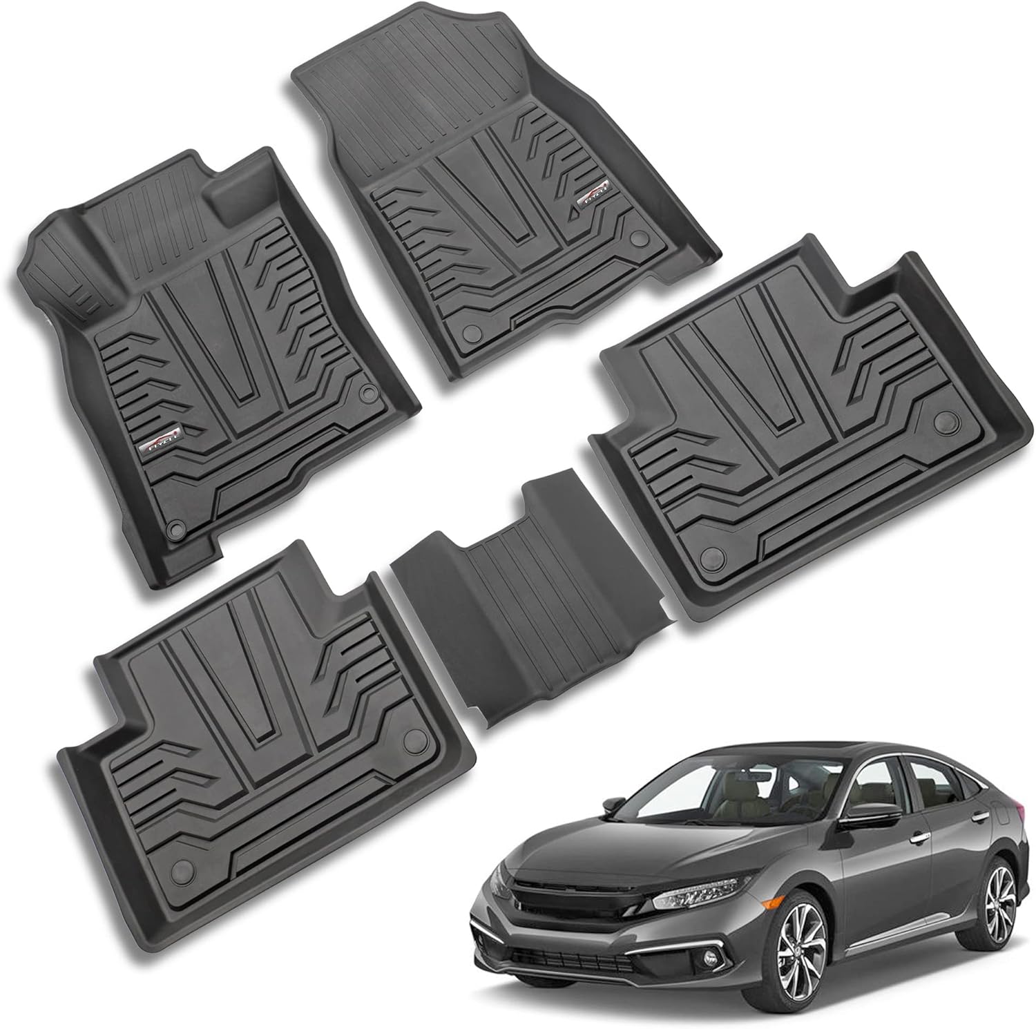 TPE Black All Weather Car Floor Mats for Honda Civic D684