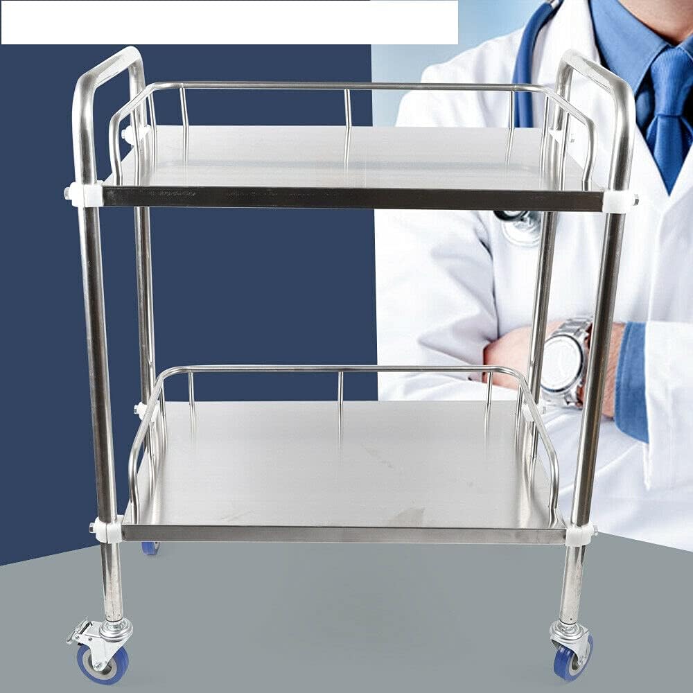 Stainless Steel Utility Service Cart with Silent Omnidirectional Wheel X83537
