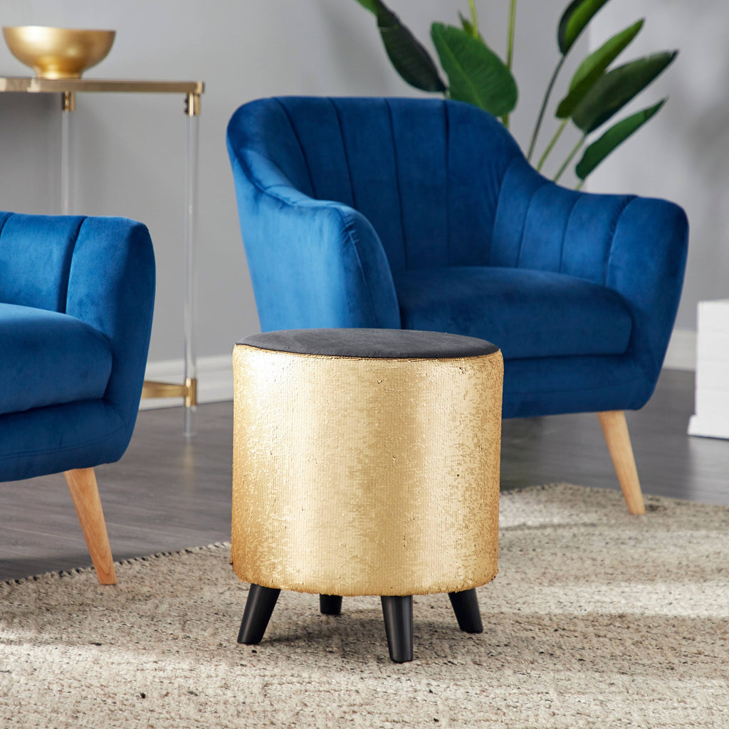 Black Wood and Fabric Stool M456