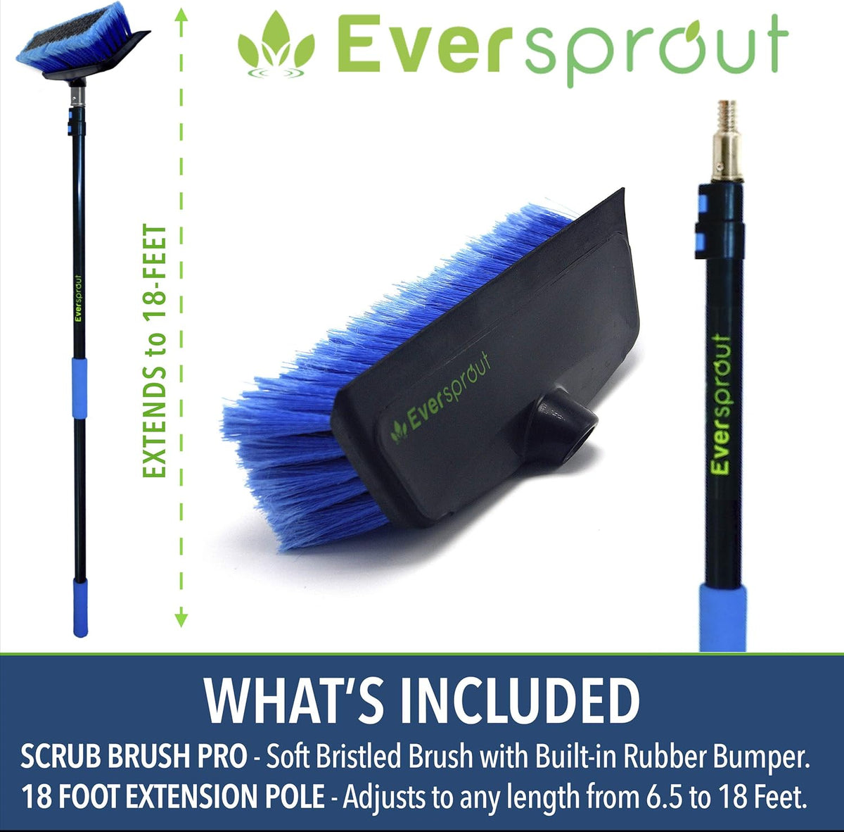 7-to-24 Foot Scrub Brush with Rubber Bumper W9563