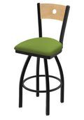 Swivel Counter Stool with Black Wrinkle Finish, Natural Back, Kiwi Green Seat M71612