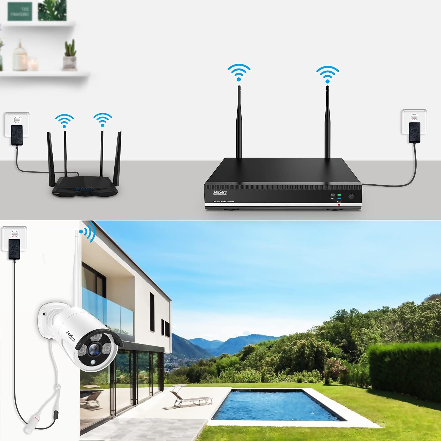 8CH 4Pcs 1080P Night Vision Security Camera System with 1TB Hard Drive G19284