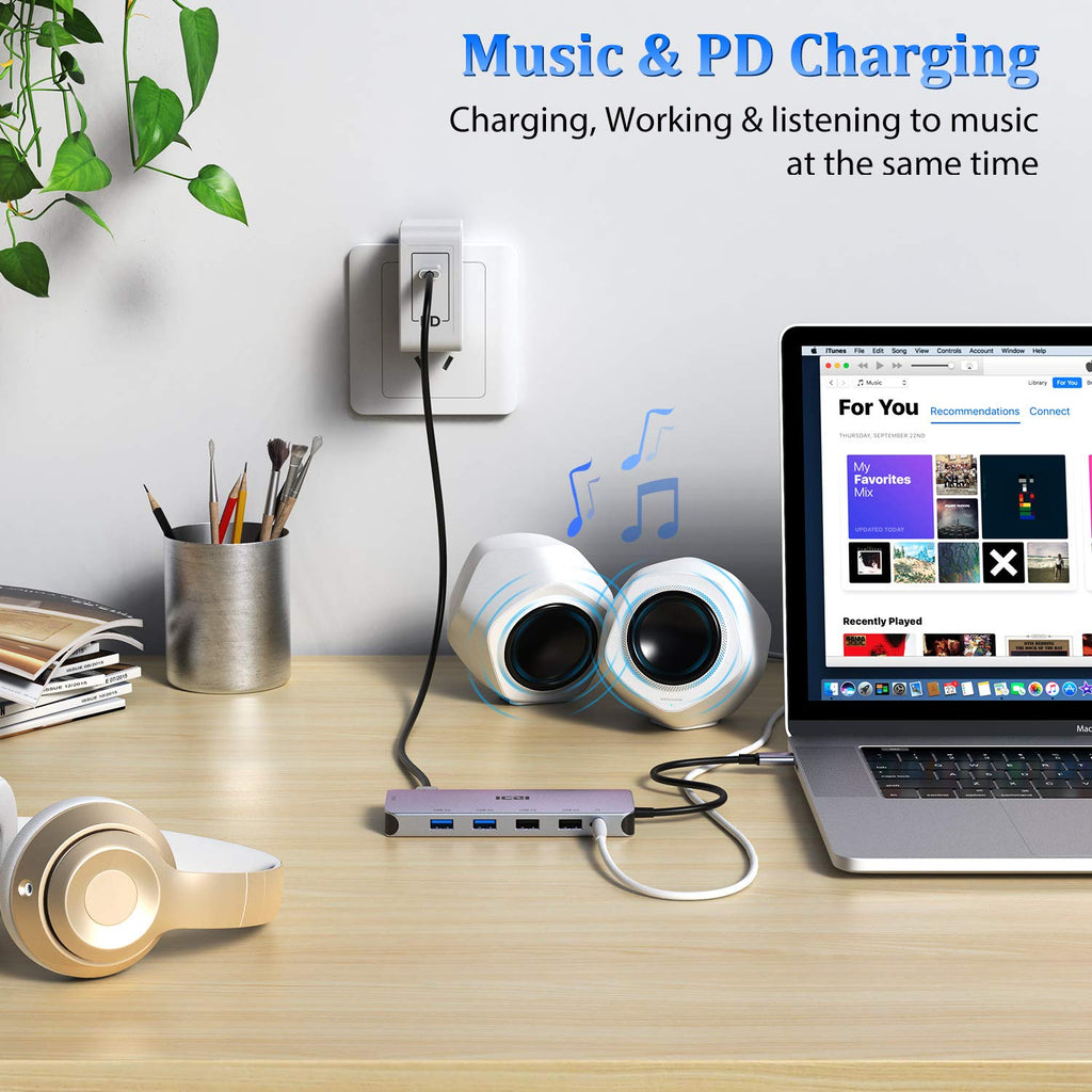 USB C Hub 11 in 1 Adapter with Ethernet, 4K USB C to HDMI, VGA, USB 3.0, USB 2.0, SD/TF Card Reader, USB C Pd 3.0 A6105