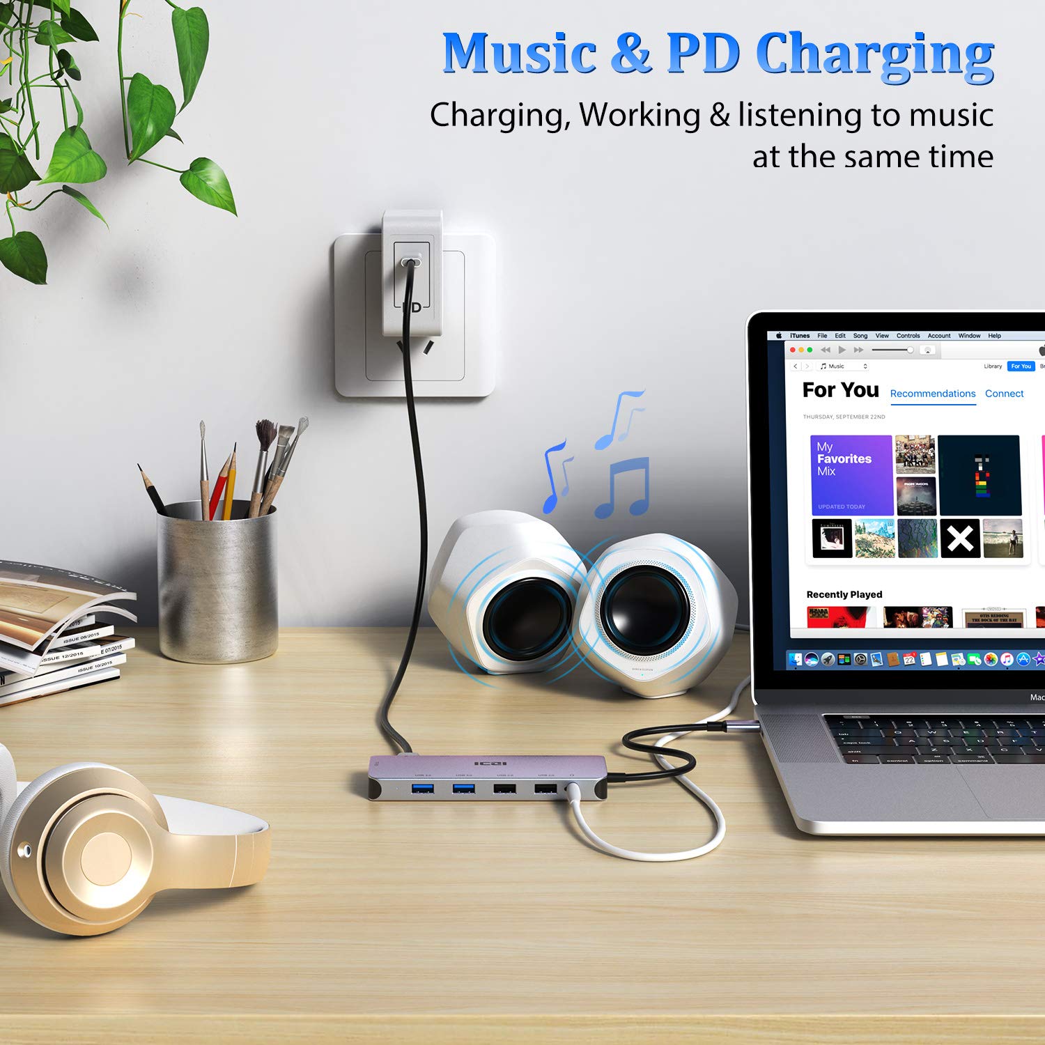 USB C Hub 11 in 1 Adapter with Ethernet, 4K USB C to HDMI, VGA, USB 3.0, USB 2.0, SD/TF Card Reader, USB C Pd 3.0 A6105