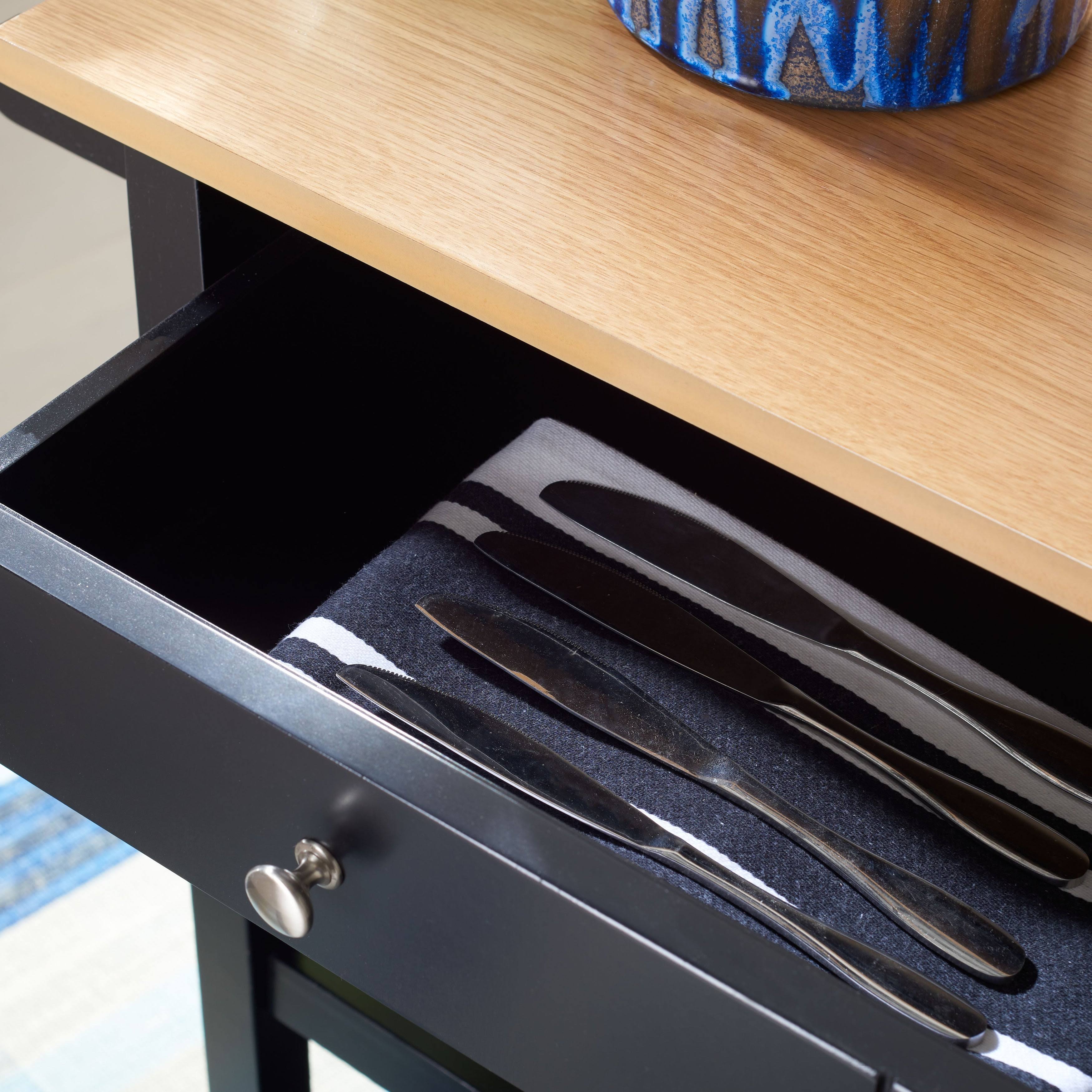 Black 2 Drawer 3 Shelf Kitchen Cart U926472