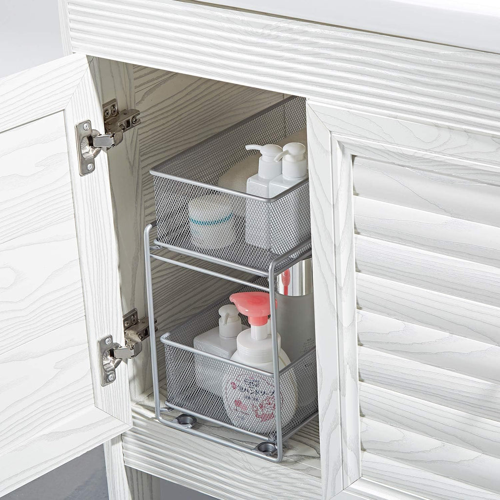 Stackable Cabinet Organizer Pull Out Drawer, 2 Tier Q550