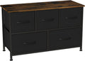 Black/Rustic Brown 5 Drawer Fabric Dresser D6070