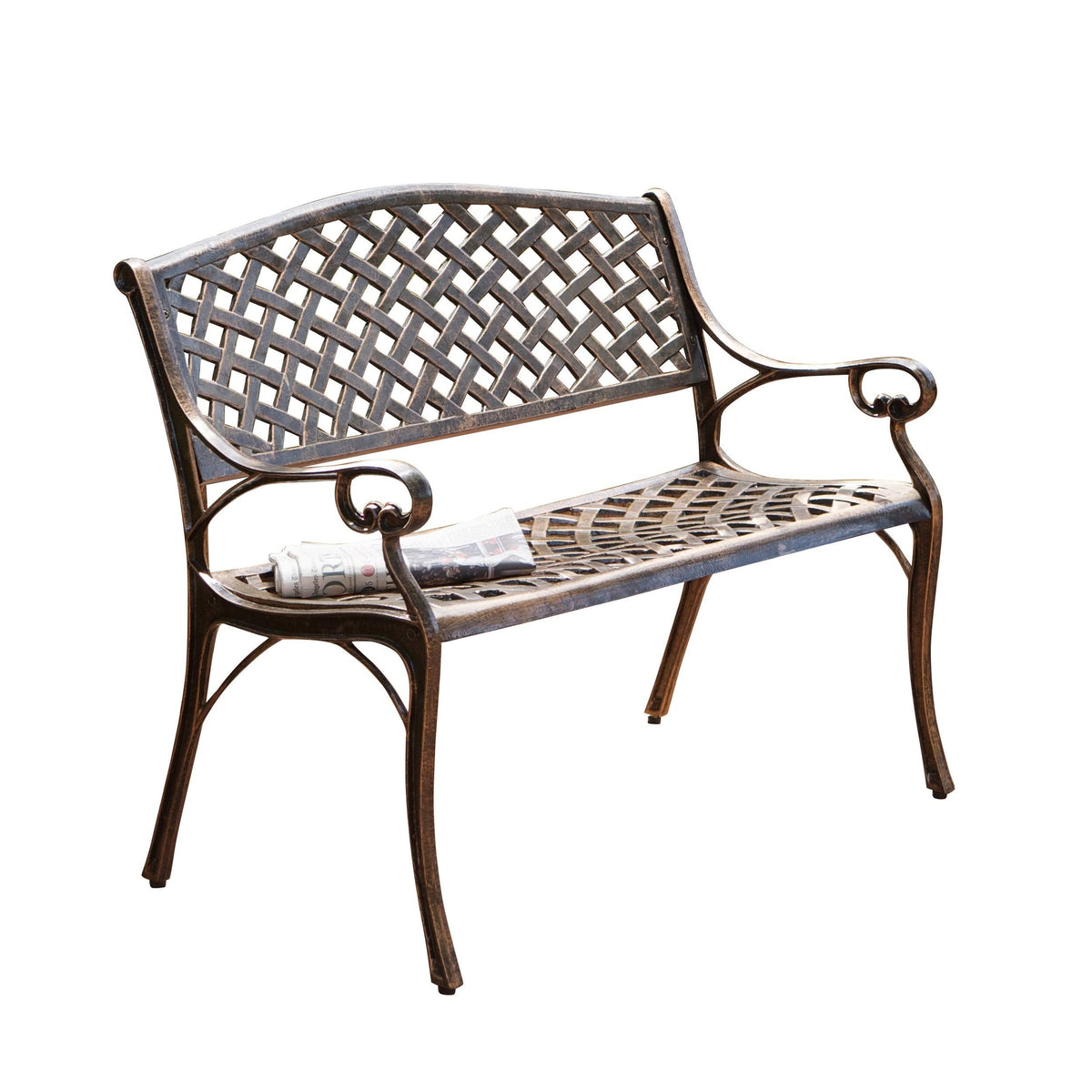 Antique Copper Cast Aluminum Bench H276