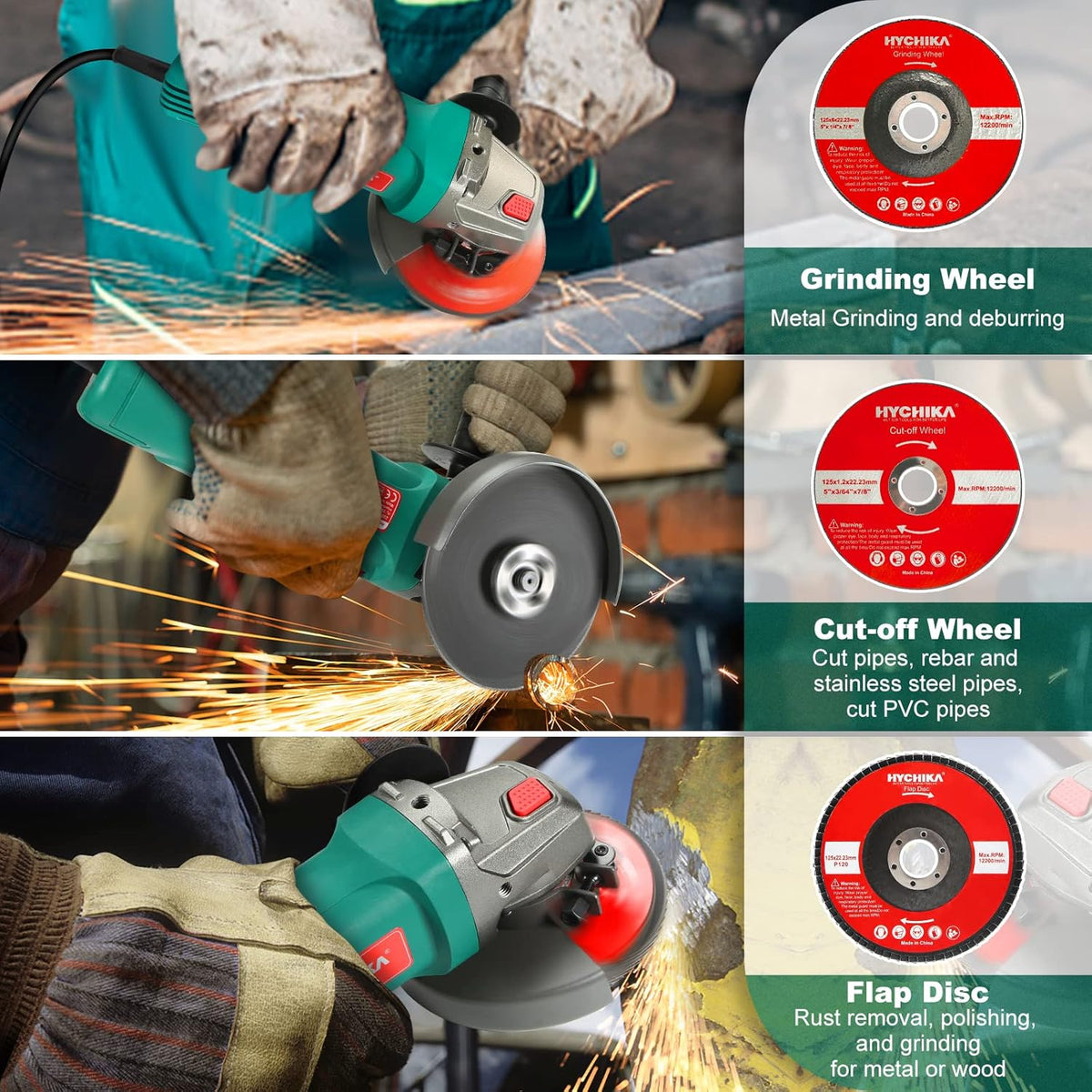 4-1/2inch 7.5A Angle Grinder with 2 Wheel Guard, 5 Wheel Disc, Pack of 2 A255
