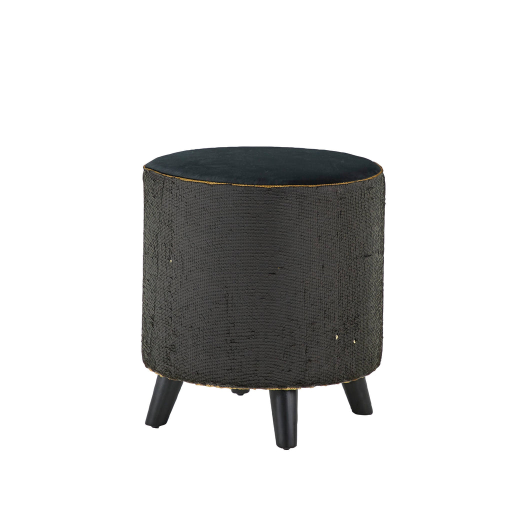 Black Wood and Fabric Stool M456
