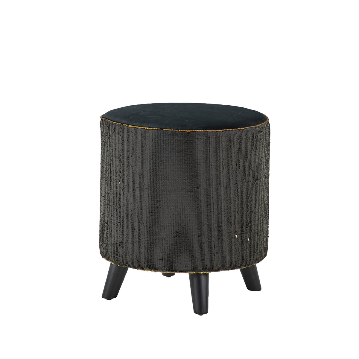 Black Wood and Fabric Stool M456