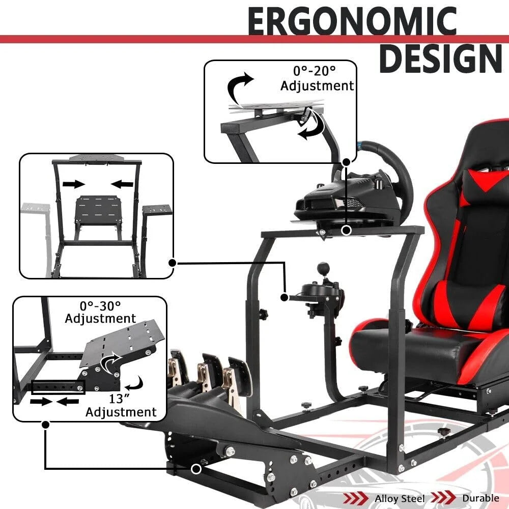 Racing Simulator Wheel Stand with Seat V6141