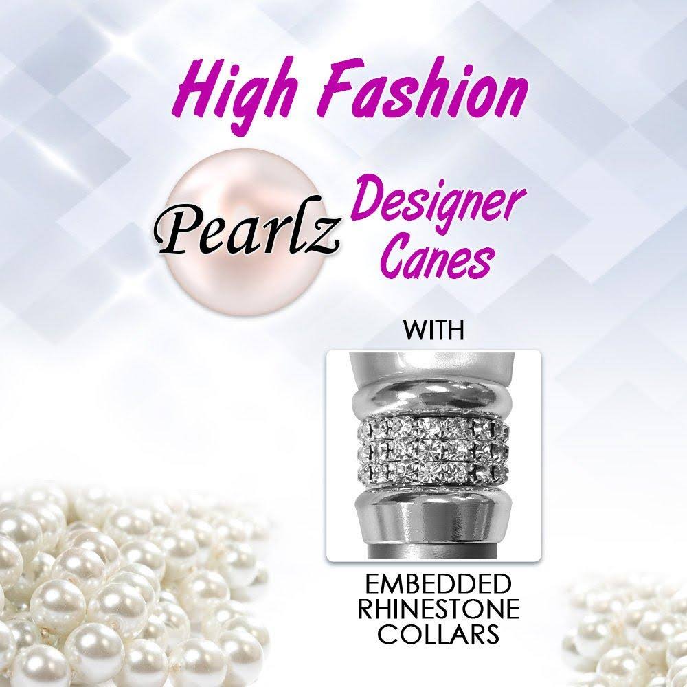 Champagne Pearlz Adjustable Folding Cane with Rhinestone Collar E3765