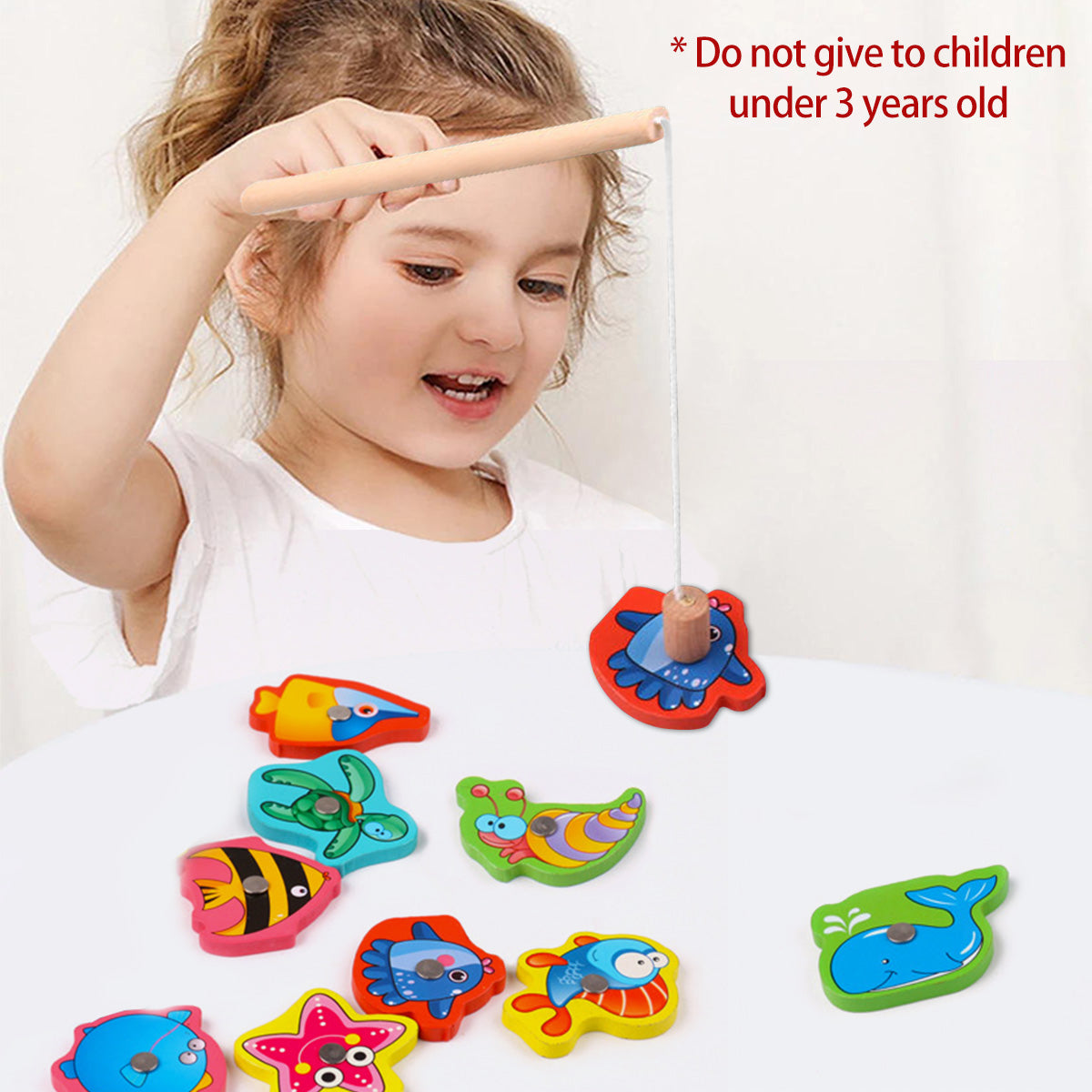 Magnetic Wooden Fishing Toy with Iron Box F90036