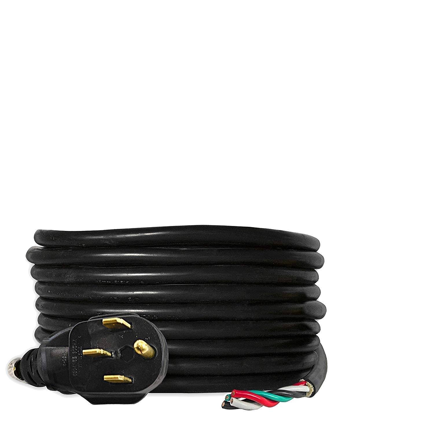 25-ft 50-Amp Extension Power Cord L14-50P to Bare Cut Live Wire 10 AWG 4-prong Plug 125/250V V7924