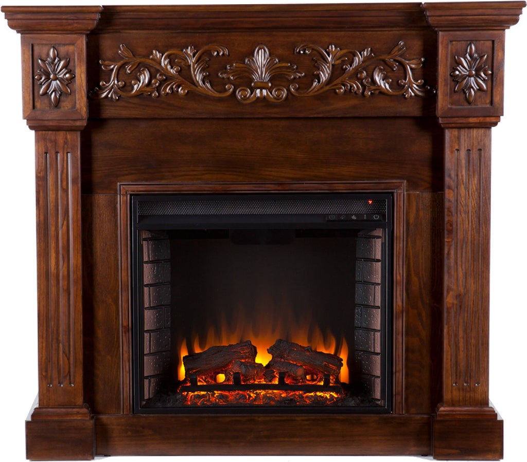 Espresso Carved Electric Fireplace J562