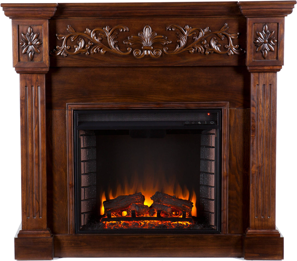 Espresso Carved Electric Fireplace J562
