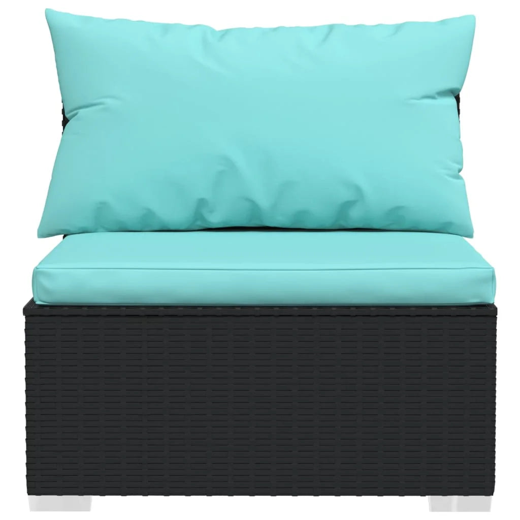 Black Poly Rattan 2 Piece Patio Furniture Set with Cushions H119