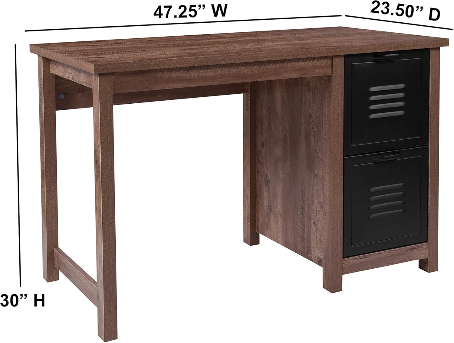 Crosscut Oak Wood Grain Finish Computer Desk with Metal Drawers H13322