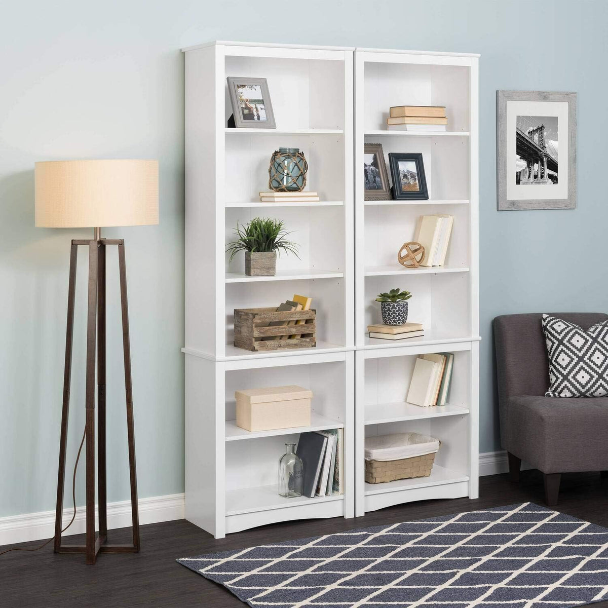 White Tall Bookcase J585