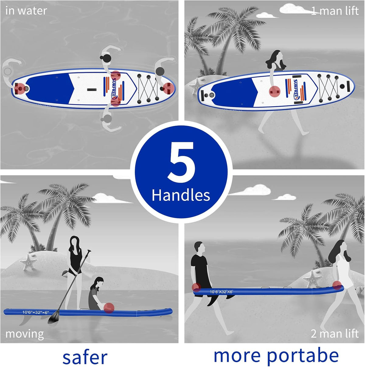 Inflatable Stand Up Paddle Board with Adjustable Paddle, Backpack, Leash, Hand Pump, Repair Kit P958881
