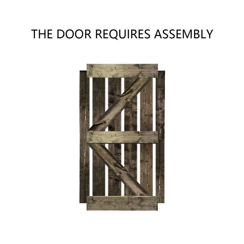Ocean Blue Stained Wood Sliding Barn Door with Hardware Kit N258