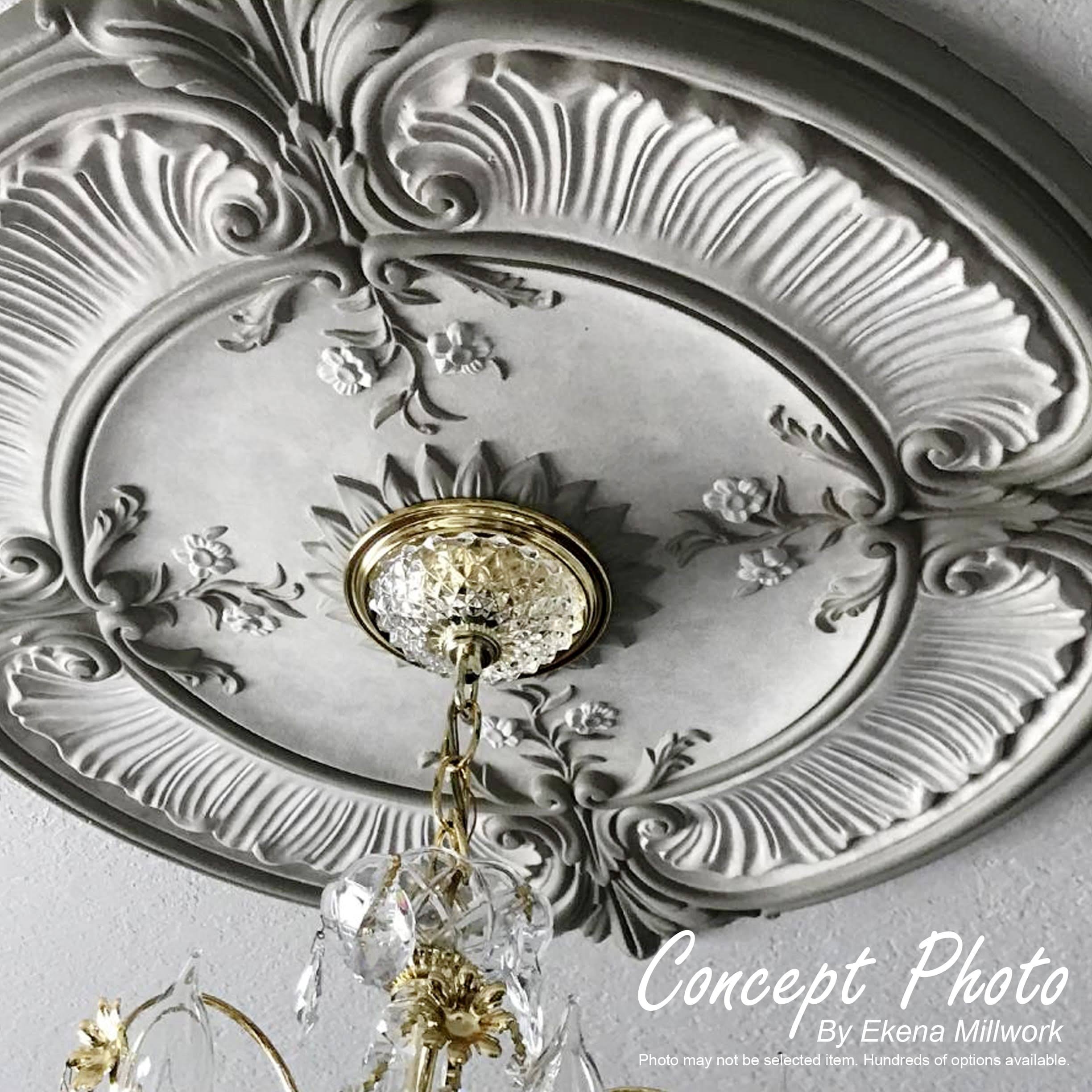 Hand-Painted Warm Silver Ceiling Medallion E326396