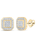 10k Yellow Gold Diamond Octagon Earrings 1/6 Ctw G9401