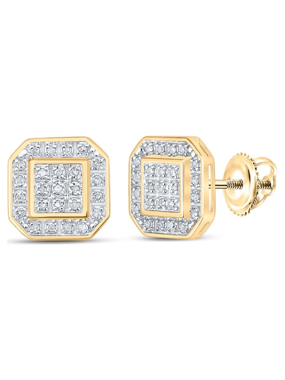 10k Yellow Gold Diamond Octagon Earrings 1/6 Ctw G9401