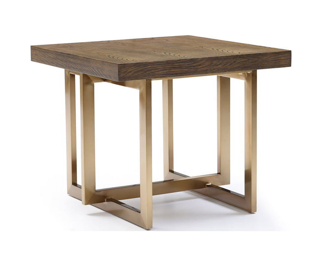 Modern Elm & Antique Brass End Table O7173
