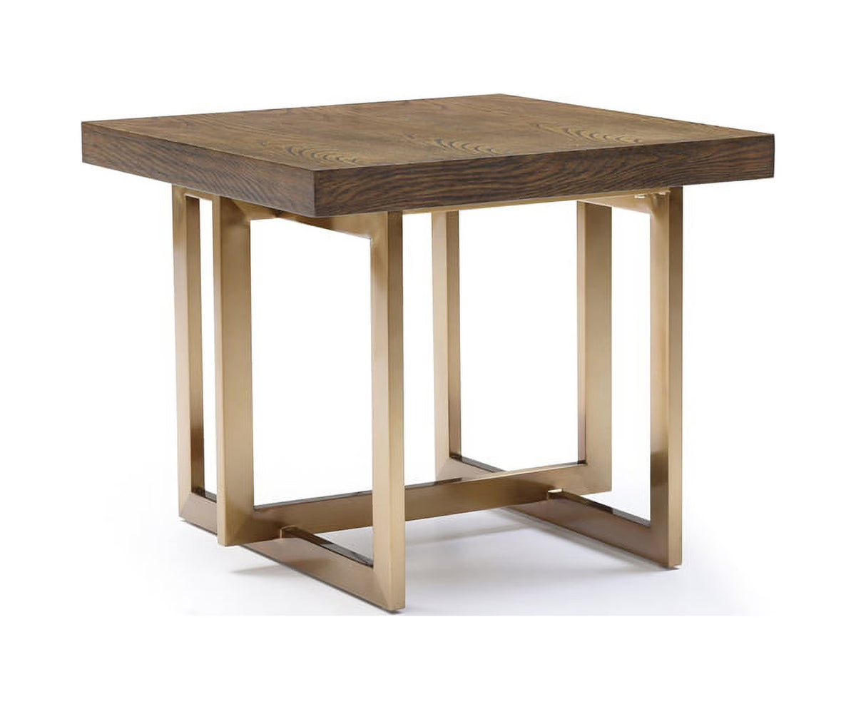 Modern Elm & Antique Brass End Table O7173