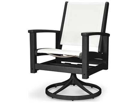 Satin White / White / Navy Blue Sling Swivel Rocker J67105