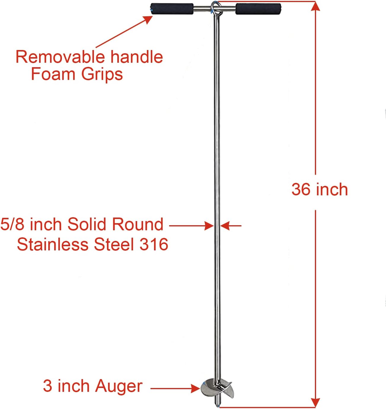 36" Marine Grade Stainless Steel 316 Boat Sand Anchor Kit with Bungee Dock Line and Case, Pack of 2 J566154