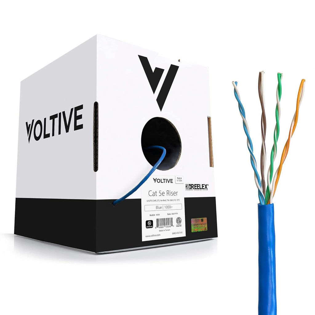 Blue 1000ft Solid Bare Copper Bulk Ethernet Cable M8041