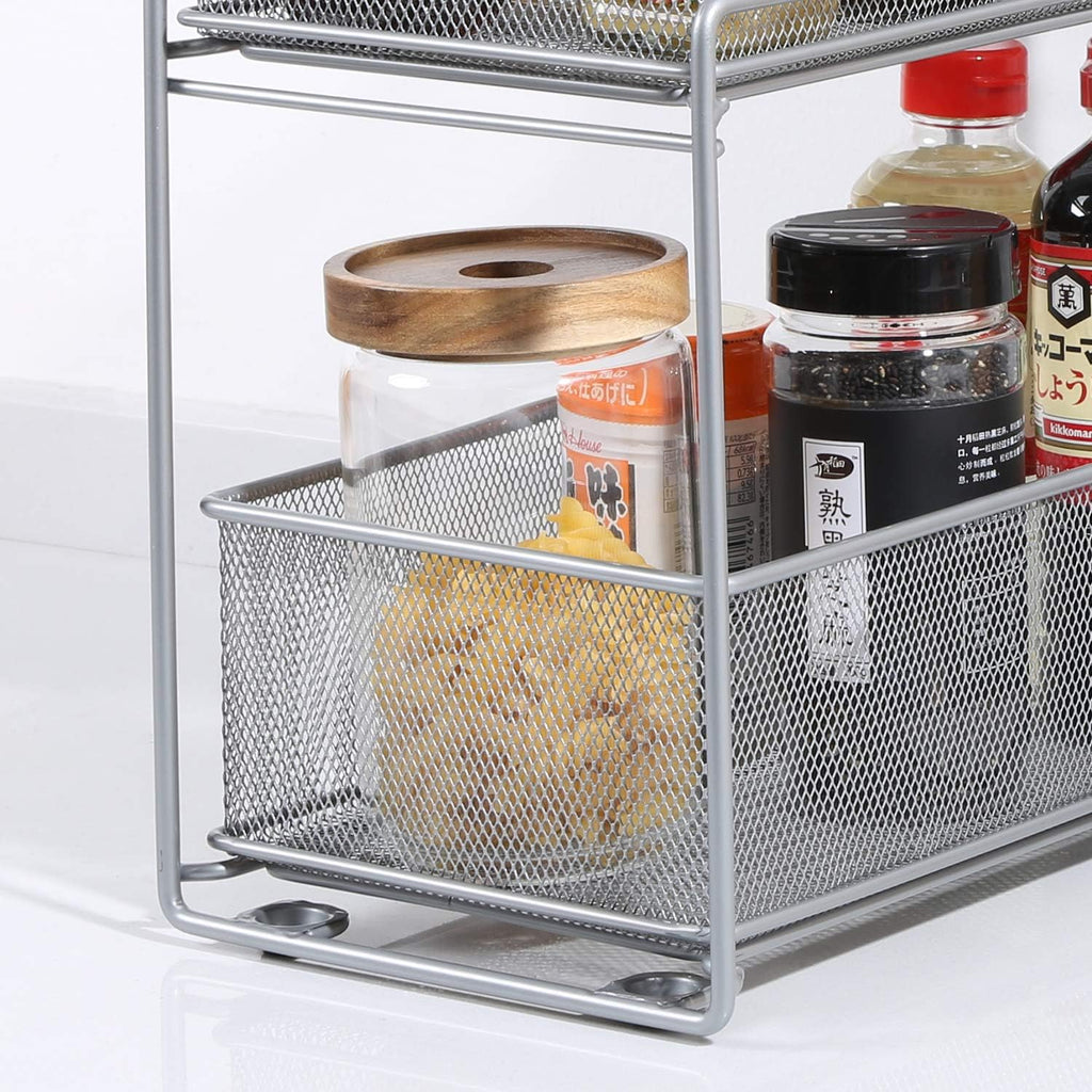 Stackable Cabinet Organizer Pull Out Drawer, 2 Tier Q550