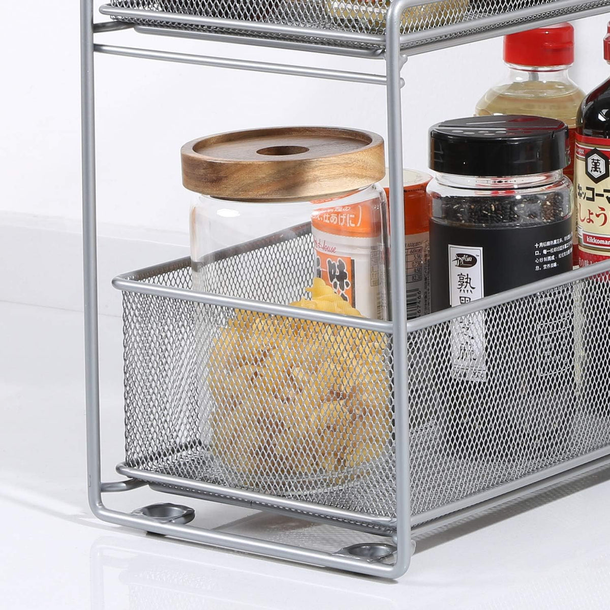 Stackable Cabinet Organizer Pull Out Drawer, 2 Tier Q550