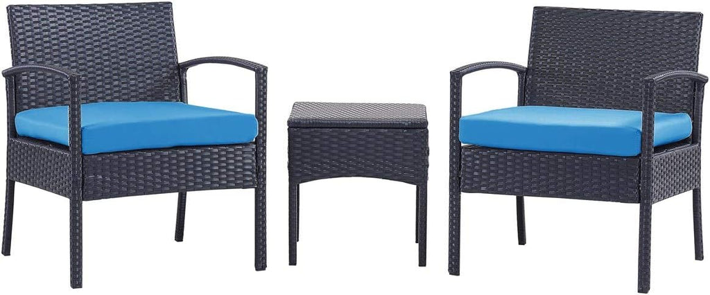 3 PCS Patio Rattan Conversation Chair Set with Coffee Table N22433