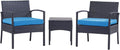 3 PCS Patio Rattan Conversation Chair Set with Coffee Table N22433
