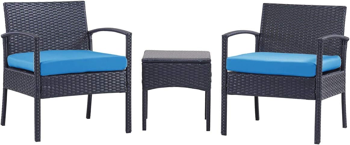 3 PCS Patio Rattan Conversation Chair Set with Coffee Table N22433