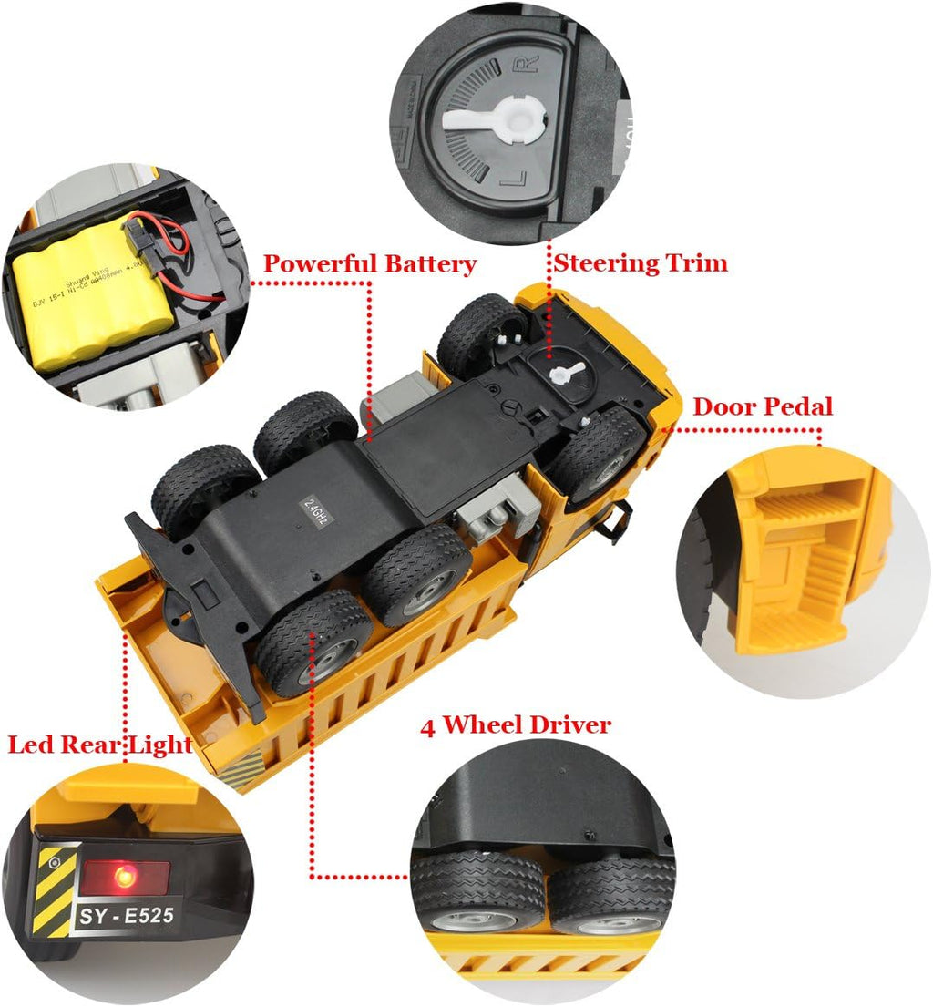 1/20 Scale 6 Channel RC Dump Truck Construction Vehicle Toy, Pack of 2 H878569