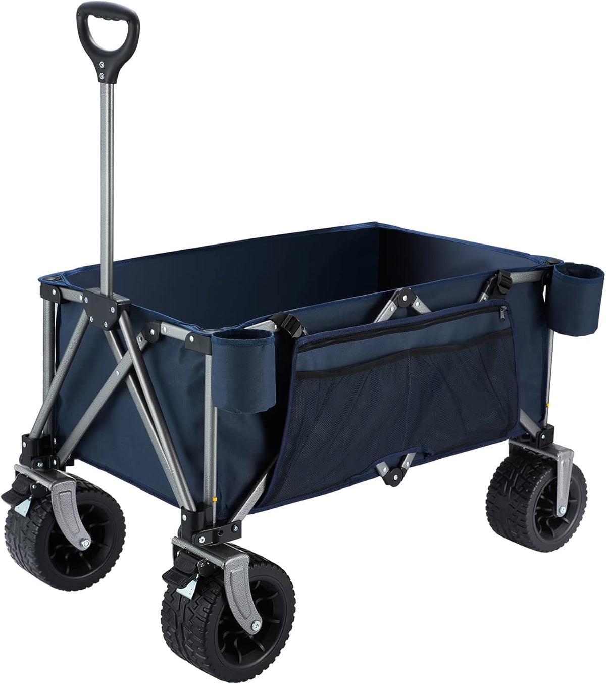 Blue Collapsible Garden Wagon Cart with Rubber Wheels E466