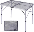 Foldable Aluminum Grill Table with Adjustable Height, Silver 36''×24'' H134