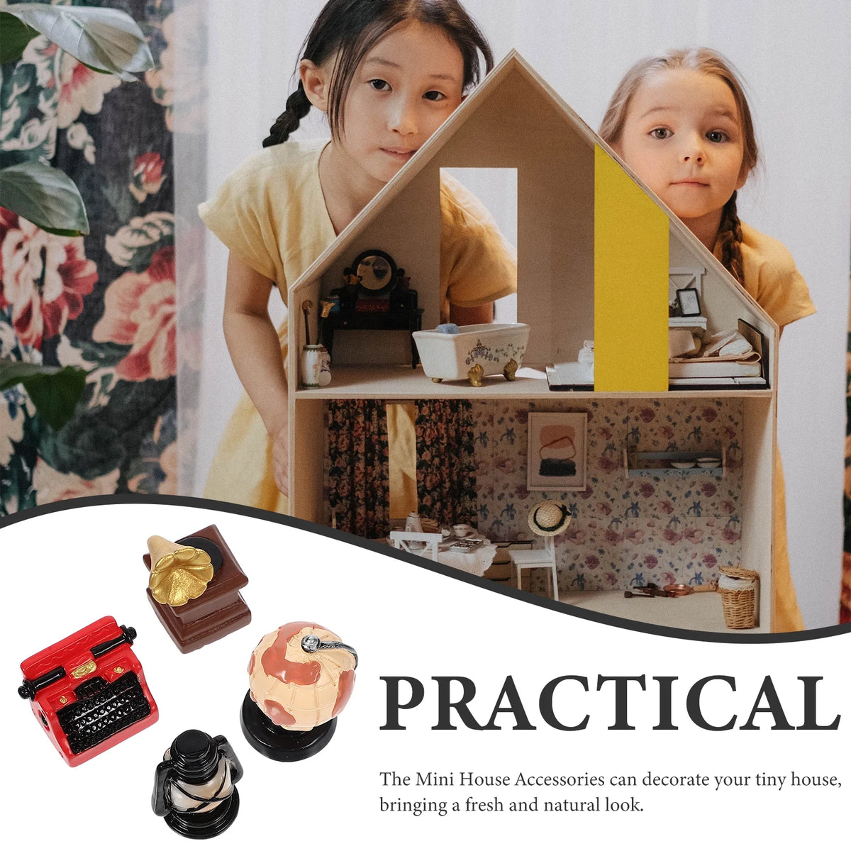 16 Pcs Resin Dollhouse Phonograph Model Z649